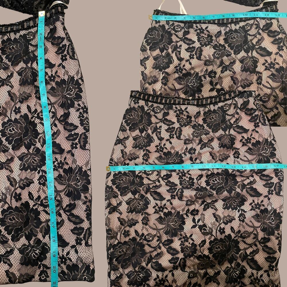 Morilee Madeline Gardner 2 Pc Beaded Black Lace Dress 6 | Mini Prom Cocktail - Picture 12 of 16